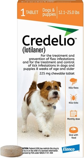 Credelio Chewable Tablet for Dogs, 12.1-25 lbs, (Orange Box), 1 Chewable Tablet (1-mo. supply) slide 1 of 3