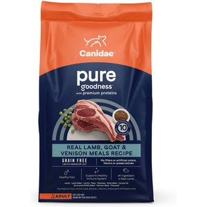 CANIDAE Grain-Free PURE Limited Ingredient Lamb, Goat & Venison Meals Recipe Dry Dog Food, 12-lb bag