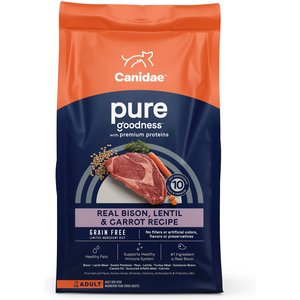 CANIDAE Grain-Free PURE Limited Ingredient Bison, Lentil & Carrot Recipe Dry Dog Food, 10-lb bag
