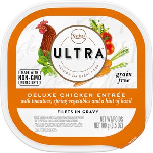 Nutro Ultra Grain-Free Filets in Gravy Deluxe Chicken Entree Adult Wet Dog Food Trays, 3.5-oz, case of 24