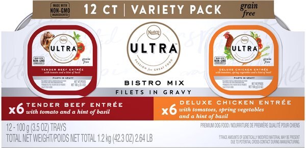 Nutro Ultra Grain-Free Filets in Gravy Bistro Mix Variety Pack Adult Wet Dog Food Trays, 3.5-oz, case of 12 slide 1 of 9