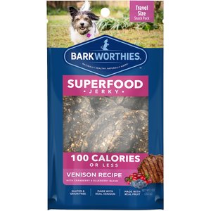 Barkworthies Venison Jerky Recipe with Blueberry & Cranberry Blend Dog Treats, 1-oz bag