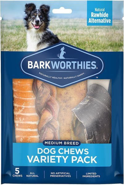 Barkworthies Medium Breed Variety Pack Natural Dog Chews, 5 count slide 1 of 9