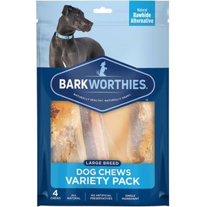 Barkworthies Large Breed Variety Pack Natural Dog Chews, 4 count