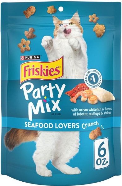 Purina Friskies Party Mix Seafood Lovers Crunch Cat Treats, 6-oz bag slide 1 of 10
