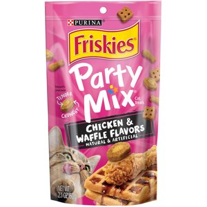 Friskies Party Mix Tender Crunchy Chicken & Waffles Cat Treats, 2.1-oz bag