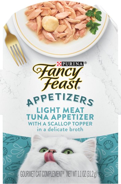 Fancy Feast Appetizers Light Meat Tuna with a Scallop Topper Cat Treats, 1.1-oz tray, case of 10 slide 1 of 10