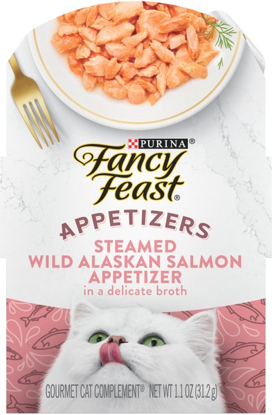 Fancy Feast Appetizers Wild Alaskan Salmon Cat Treats, 1.1-oz tray, case of 10 slide 1 of 10