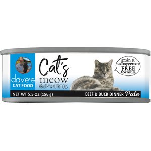 Dave's Pet Food Cat’s Meow Beef with Duck Dinner Canned Cat Food, 5.5-oz, case of 24