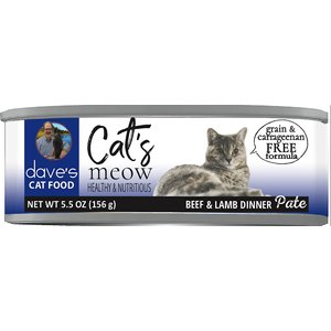 Dave's Pet Food Cat’s Meow Beef with Lamb Dinner Canned Cat Food, 5.5-oz, case of 24