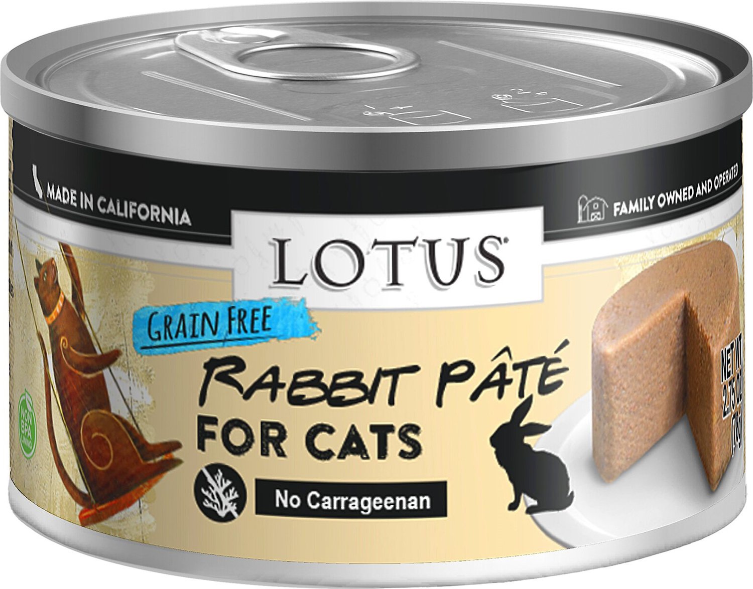LOTUS Rabbit GrainFree Pate Canned Cat Food, 2.75oz, case of 24