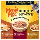 Meow Mix Simple Servings Poultry Variety Pack Cat Food Trays, 1.3-oz, case of 12