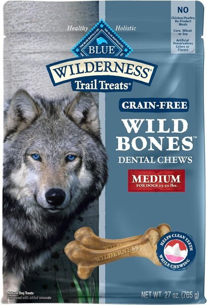 Blue Buffalo Wilderness Wild Bones Grain-Free Medium Dental Dog Treats, 27-oz bag, Count Varies slide 1 of 7