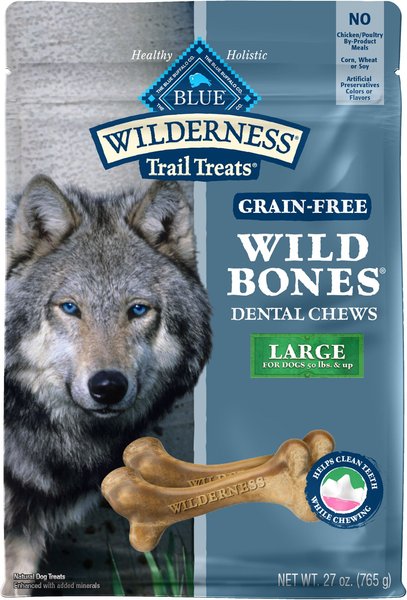 Blue Buffalo Wilderness Wild Bones Grain-Free Large Dental Dog Treats, 27-oz bag, Count Varies slide 1 of 8