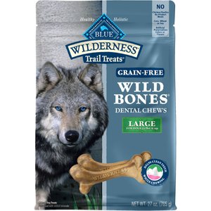 Blue Buffalo Wilderness Wild Bones Grain-Free Large Dental Dog Treats, 27-oz bag, Count Varies