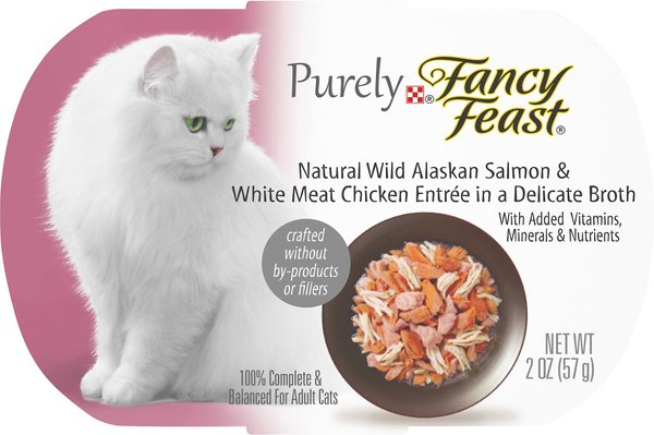 Fancy Feast Purely Wild Alaskan Salmon & White Meat Chicken Entree Wet Cat Food, 2-oz tray, case of 10 slide 1 of 11