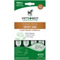 Vet's Best Flea & Tick Spot Treatment for Dogs, Under 15 lbs, 4 Doses (4-mos. supply)