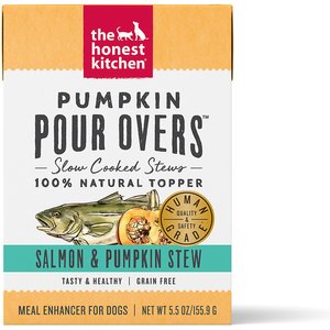 The Honest Kitchen Pumpkin POUR OVERS Salmon & Pumpkin Stew Wet Dog Food Topper, 5.5-oz, case of 12