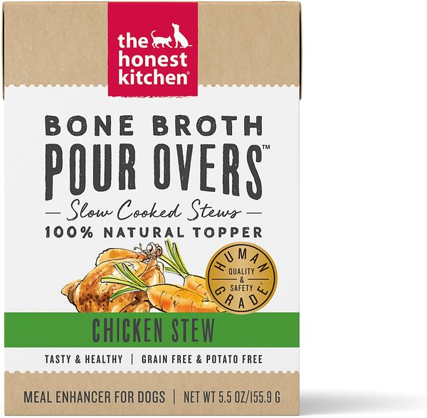 The Honest Kitchen Bone Broth POUR OVERS Chicken Stew Wet Dog Food Topper, 5.5-oz, case of 12 slide 1 of 9