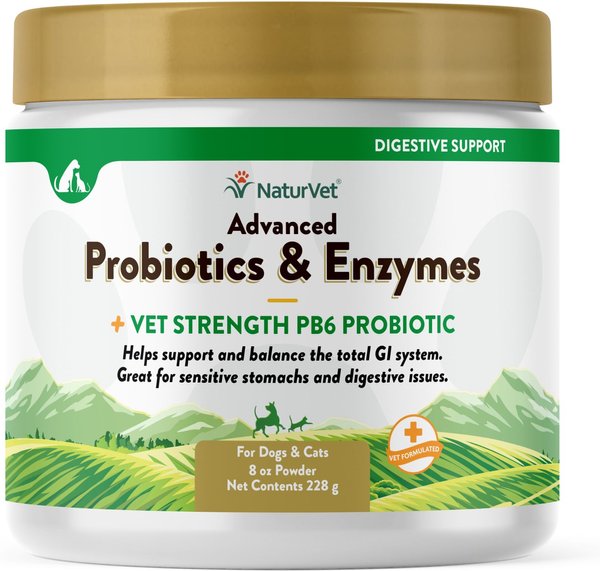 NaturVet Advanced Probiotics & Enzymes Plus Vet Strength PB6 Probiotic Powder Digestive Supplement for Cats & Dogs, 8-oz jar slide 1 of 1