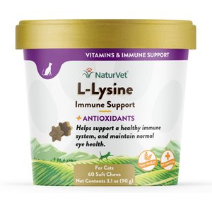NaturVet L-Lysine Plus Antioxidants Soft Chews Immune Supplement for Cats, 60 count
