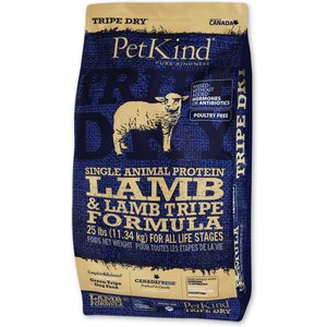 PetKind Tripe Dry Single Animal Protein Lamb & Lamb Tripe Formula Dry Dog Food, 25-lb bag