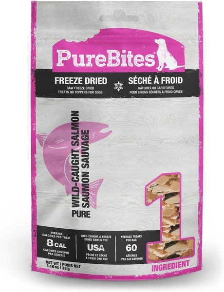 PureBites Salmon Freeze-Dried Raw Dog Treats, 1.16-oz bag slide 1 of 10