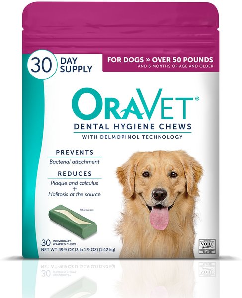 OraVet Hygiene Dental Chews for Large & Giant Dogs, over 50 lbs, 30 count slide 1 of 10