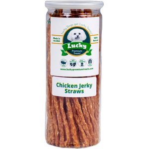 Lucky Premium Treats Chicken Jerky Straws Dog Treats, 8-oz jar