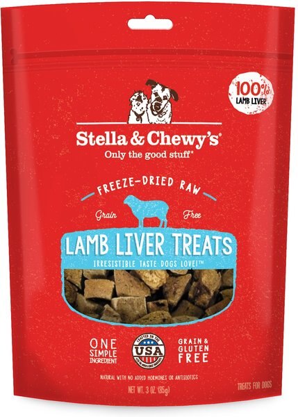 Stella & Chewy's Lamb Liver Freeze-Dried Raw Dog Treats, 3-oz bag slide 1 of 5