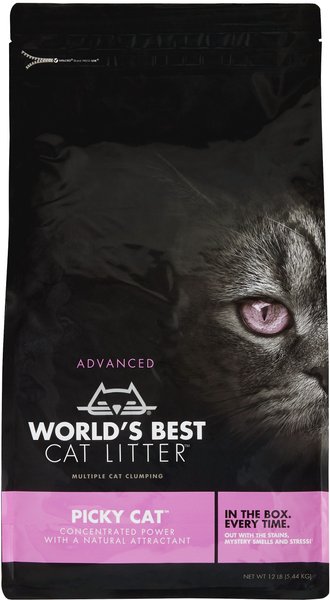 World's Best Picky Cat Unscented Clumping Corn Cat Litter, 12-lb bag slide 1 of 8