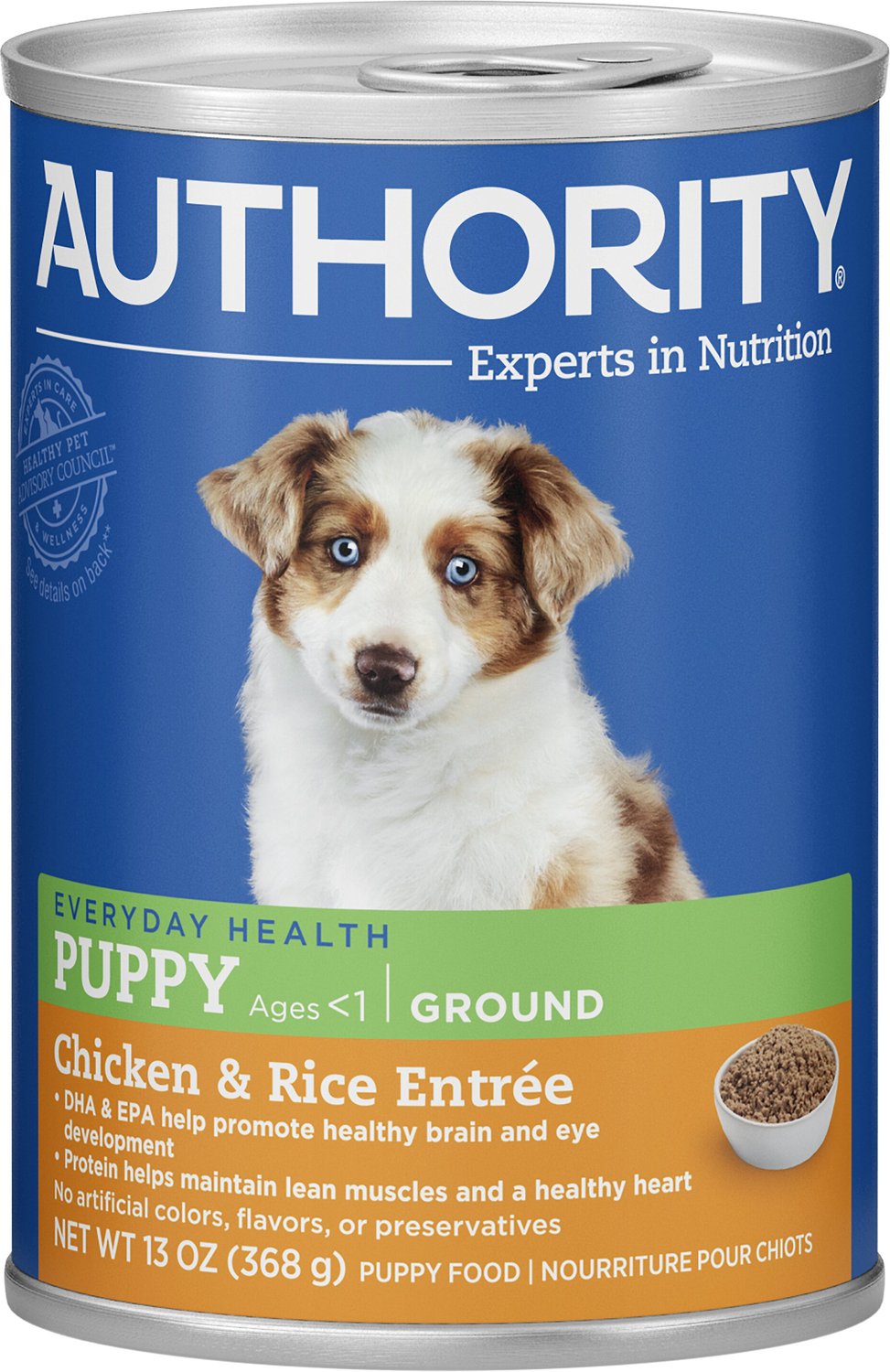 Authority Chicken Rice Entree Puppy Ground Canned Dog Food