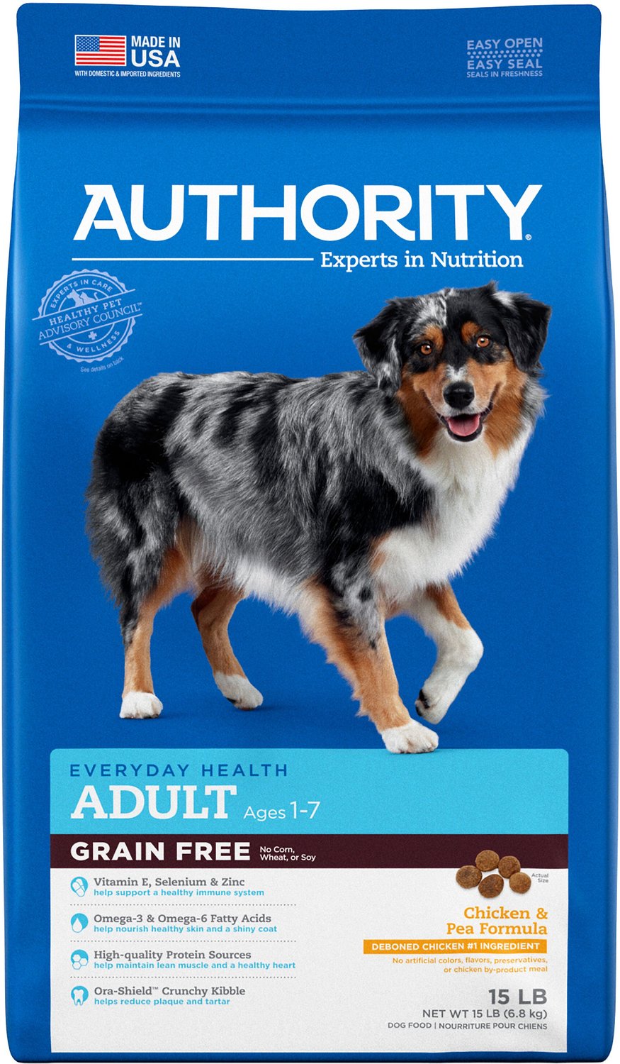 Authority Grain-Free Chicken & Pea Formula Adult Dry Dog ...