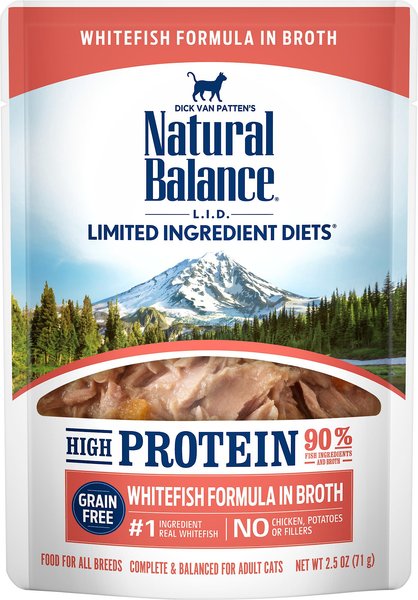 Natural Balance L.I.D. Limited Ingredient Diets High Protein Whitefish Formula in Broth Wet Cat Food, 2.5-oz, case of 24 slide 1 of 7