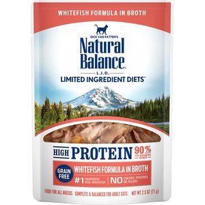 Natural Balance L.I.D. Limited Ingredient Diets High Protein Whitefish Formula in Broth Wet Cat Food, 2.5-oz, case of 24