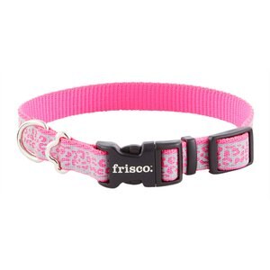 Frisco Patterned Polyester Reflective Dog Collar, Animal Print, Small: 10 to 14-in neck, 5/8-in wide