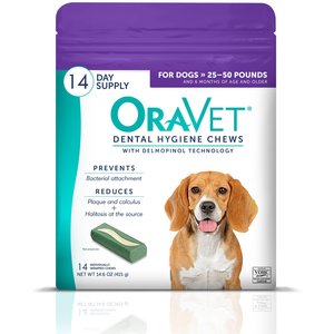 OraVet Hygiene Dental Chews for Medium Dogs, 25 - 50 lbs, 14 count