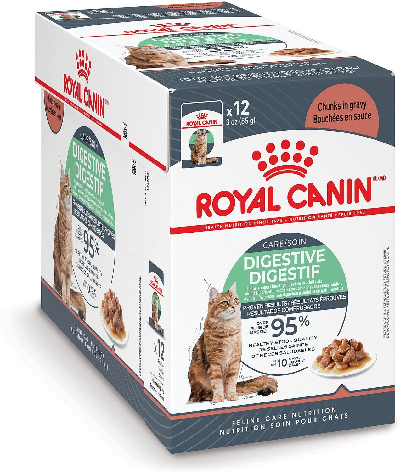 ROYAL CANIN Digest Sensitive Chunks in Gravy Adult Cat Food Pouches, 3