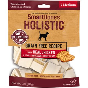 SmartBones Holistic Medium Chicken Bones Grain-Free Dog Treats, 4 count