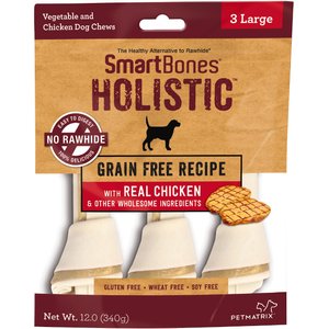 SmartBones Holistic Large Chicken Bones Grain-Free Dog Treats, 3 count