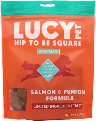 Lucy Pet Products Hip To Be Square Salmon & Pumpkin Formula Grain-Free Dog Treats, slide 1 of 1