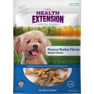 Health Extension Peanut Butter Flavored Small Dental Dog Treats, 14 count