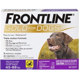 Frontline Gold Flea & Tick Treatment for Large Dogs, 45-88 lbs, 3 Doses (3-mos. supply)