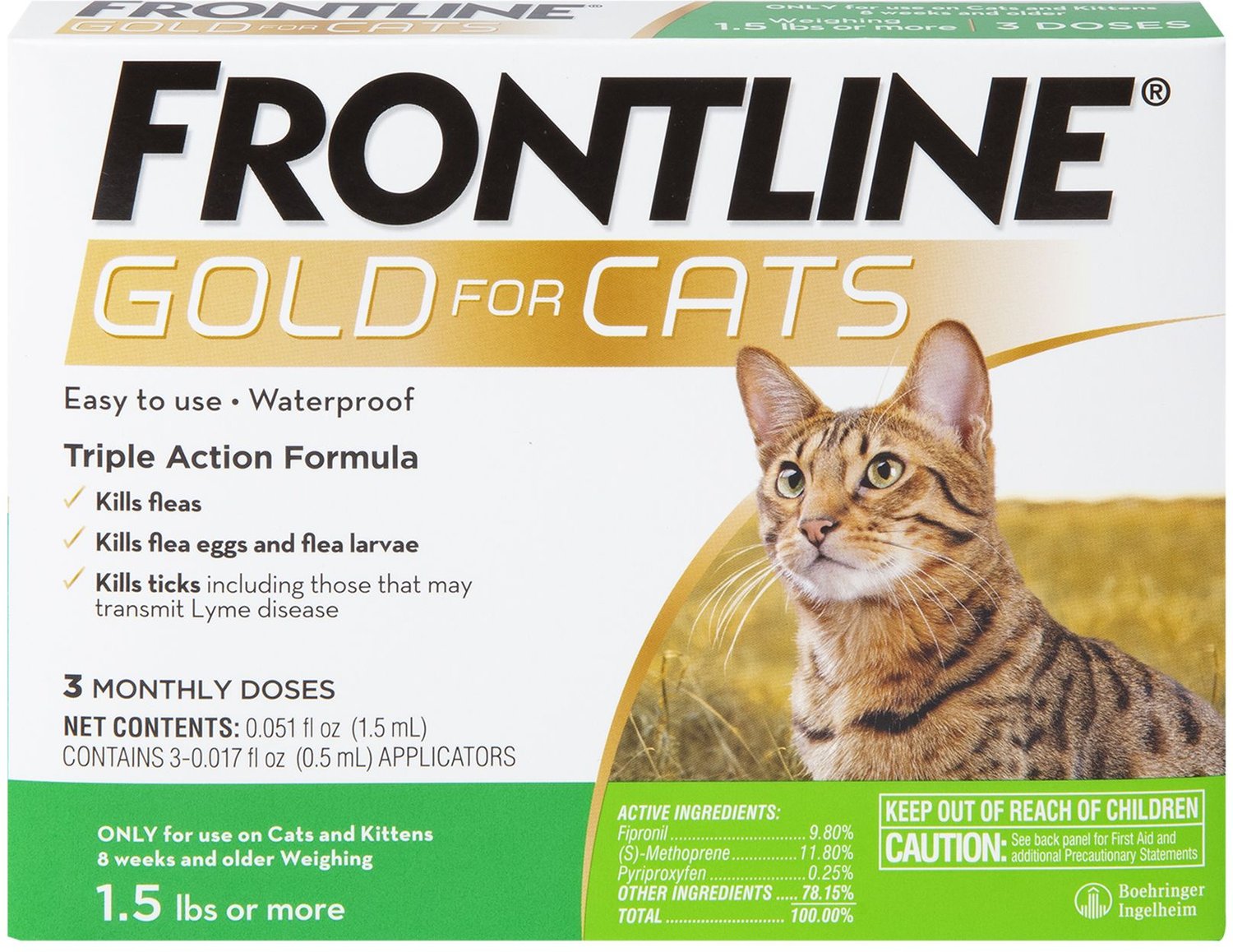 FRONTLINE GOLD Flea & Tick Treatment for Cats (Free Shipping) Chewy