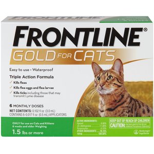 Frontline Gold Flea & Tick Spot Treatment for Cats, over 1.5 lbs, 6 Doses (6-mos. supply)