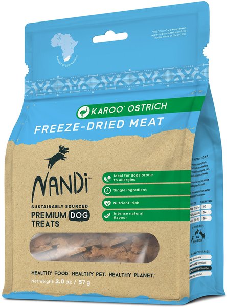 Nandi Karoo Ostrich Freeze-Dried Dog Treats, 2-oz bag slide 1 of 3