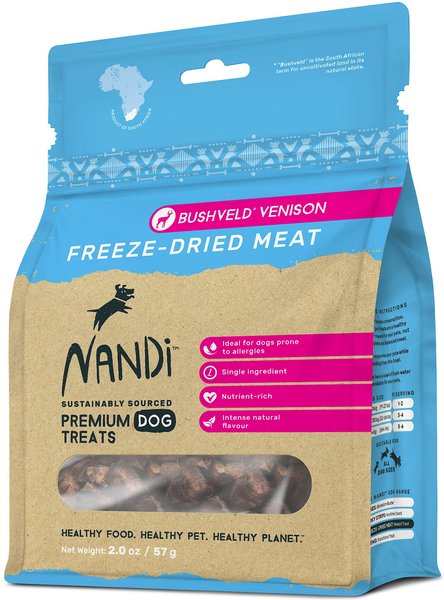 Nandi Bushveld Venison Freeze-Dried Dog Treats, 2-oz bag slide 1 of 3