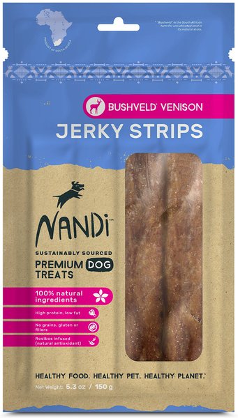 Nandi Bushveld Venison Grain-Free Jerky Strips Dog Treats, 5.3-oz bag slide 1 of 4
