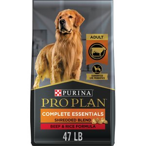 Purina Pro Plan Adult Shredded Blend Beef & Rice Formula Dry Dog Food, 47-lb bag