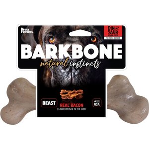 Pet Qwerks Dinosaur BarkBone Bacon Flavor Tough Dog Chew Toy, XXX-Large